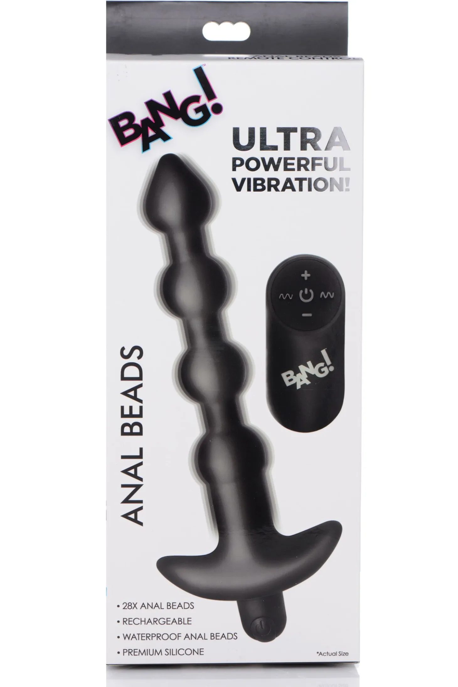 BANG! - 28X Boules Anales Vibrantes en Silicone avec Télécommande - Noir