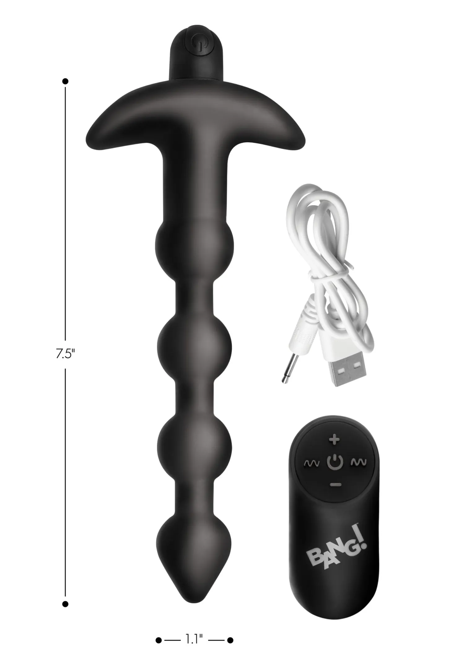 BANG! - 28X Boules Anales Vibrantes en Silicone avec Télécommande - Noir