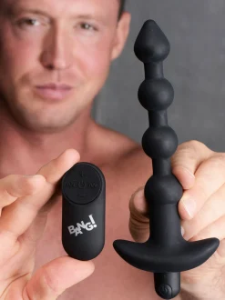 BANG! - 28X Boules Anales Vibrantes en Silicone avec Télécommande - Noir