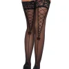 Bas Autofixants Transparent avec Dentelle - Noir
