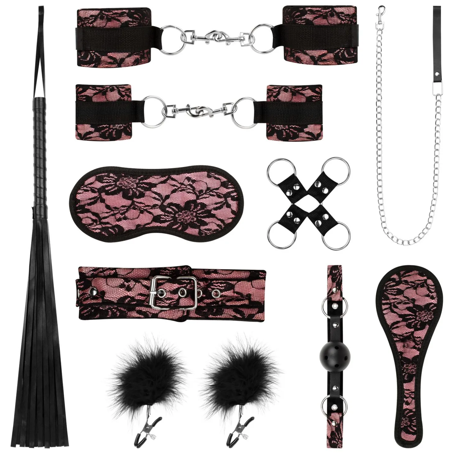 Bedroom Fantasies - Bound by Lace - Set SM 8 Pièces - Rose
