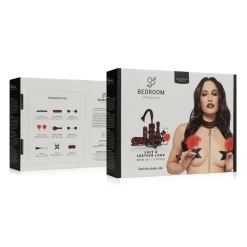 Bedroom Fantasies - Lace & Leather Look - Set Bondage 8 Pièces - Rouge