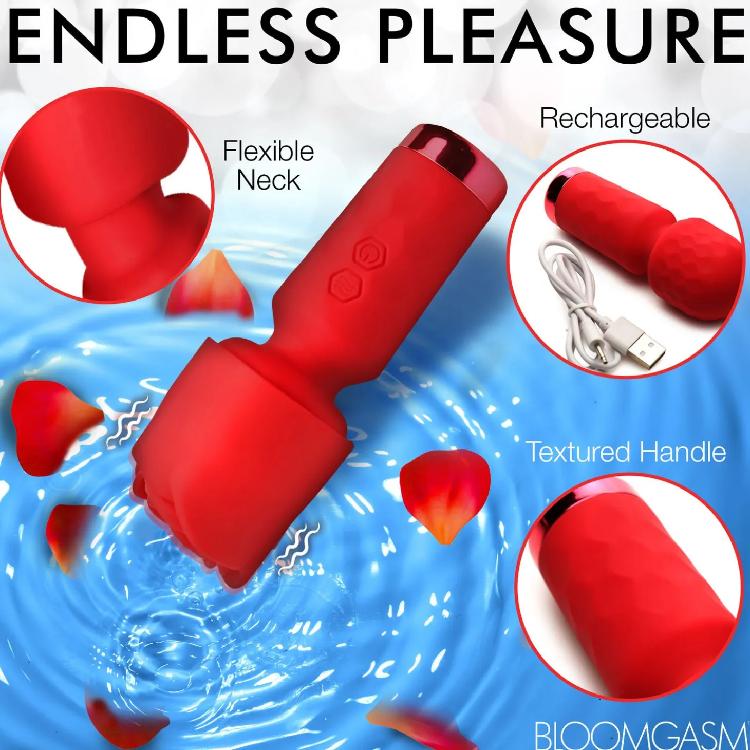 BLOOMGASM - Mini Vibromasseur Pleasure Rose - Rouge