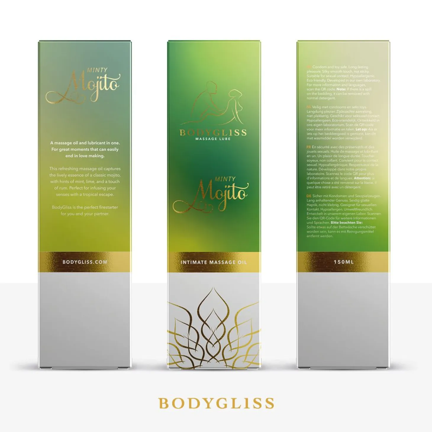 BodyGliss – Huile de Massage et Lubrifiant 2-en-1 Minty Mojito – 150 ml