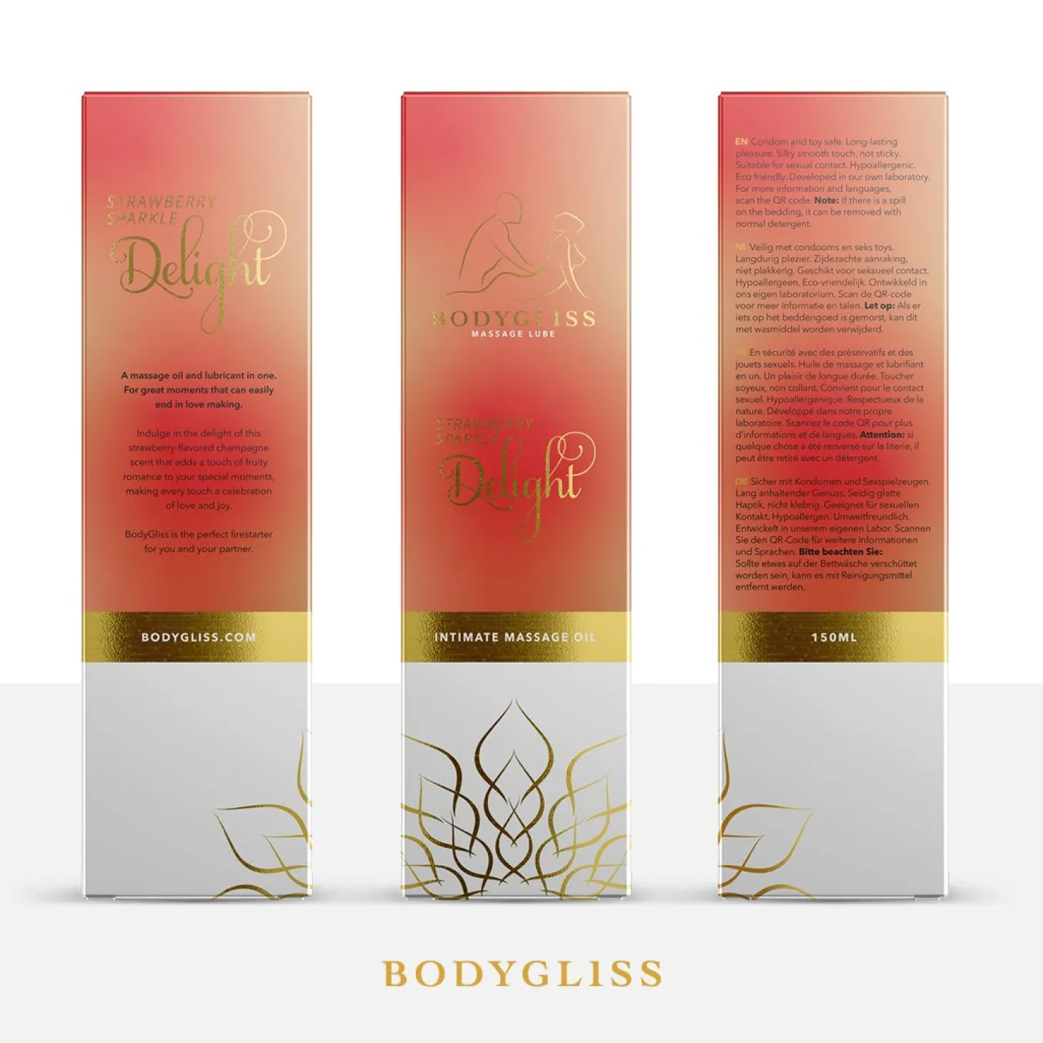 BodyGliss - Huile de massage et lubrifiant fraise et champagne - 150 ml