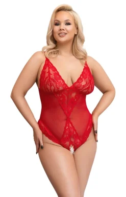 Body ouvert à l'entrejambe - Rouge