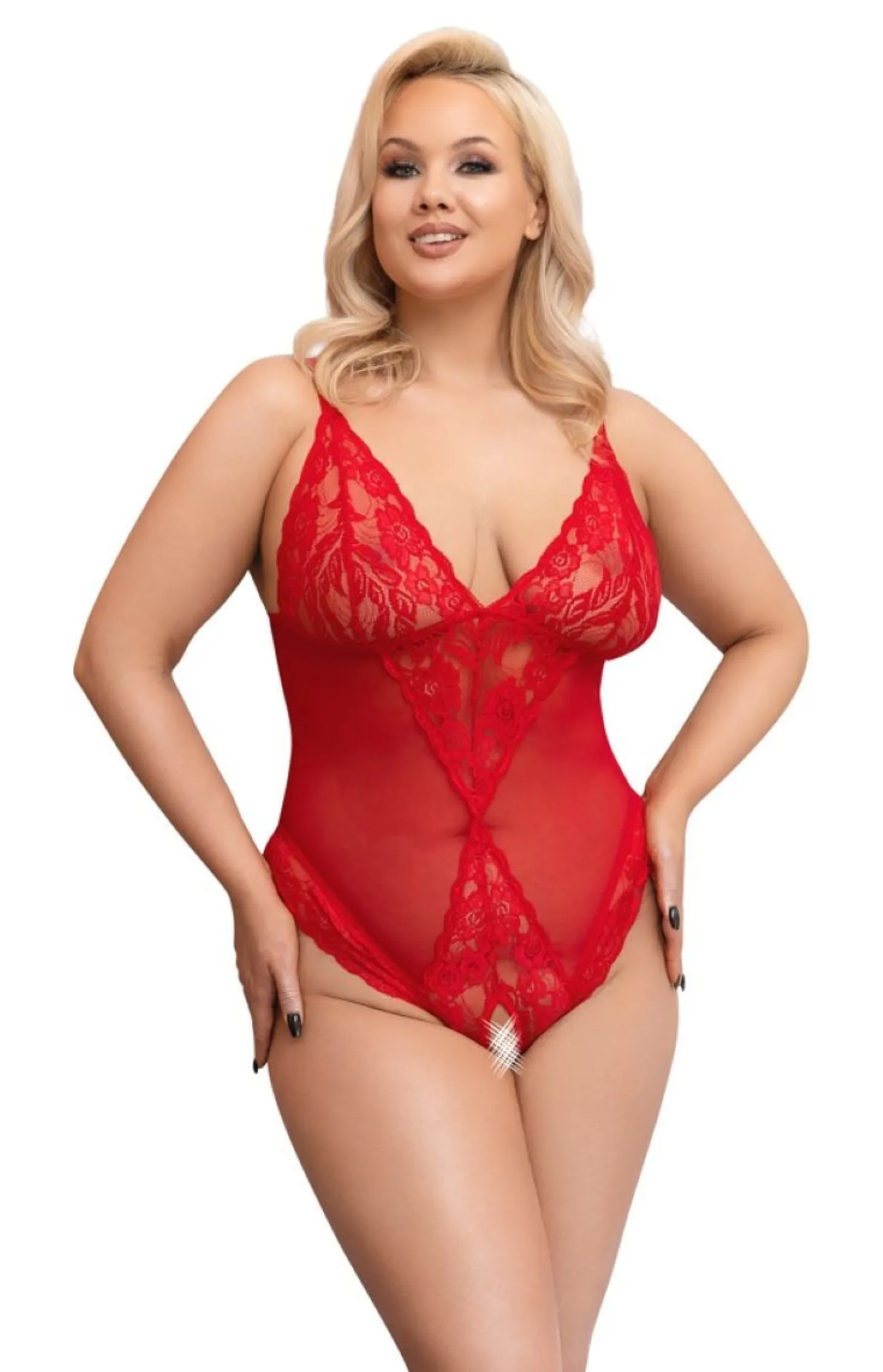 Body ouvert à l'entrejambe - Rouge