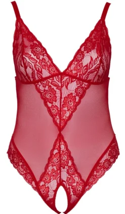 Body ouvert à l'entrejambe - Rouge