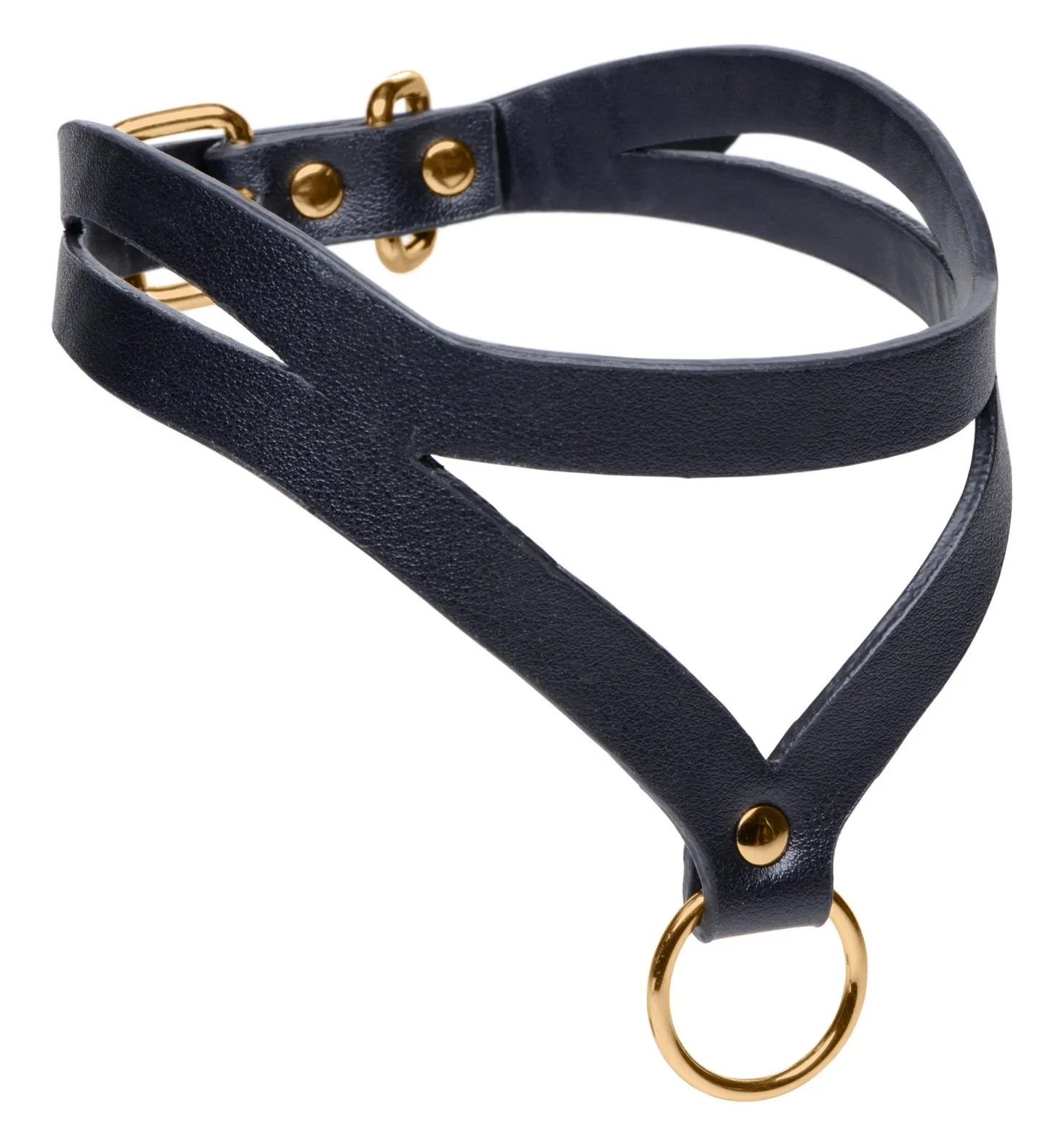 Bondage Baddie - Collier avec anneau - Noir/Doré