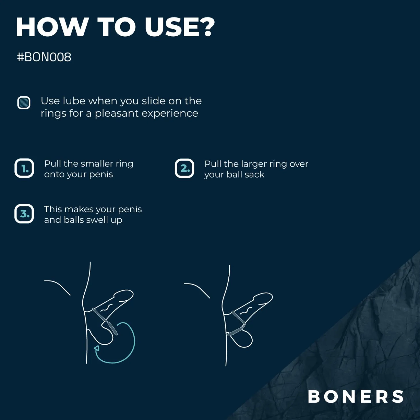 Boners - Anneau pénien et séparateur de testicules en silicone - Gris