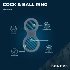 Boners - Anneau pénien et séparateur de testicules en silicone - Gris