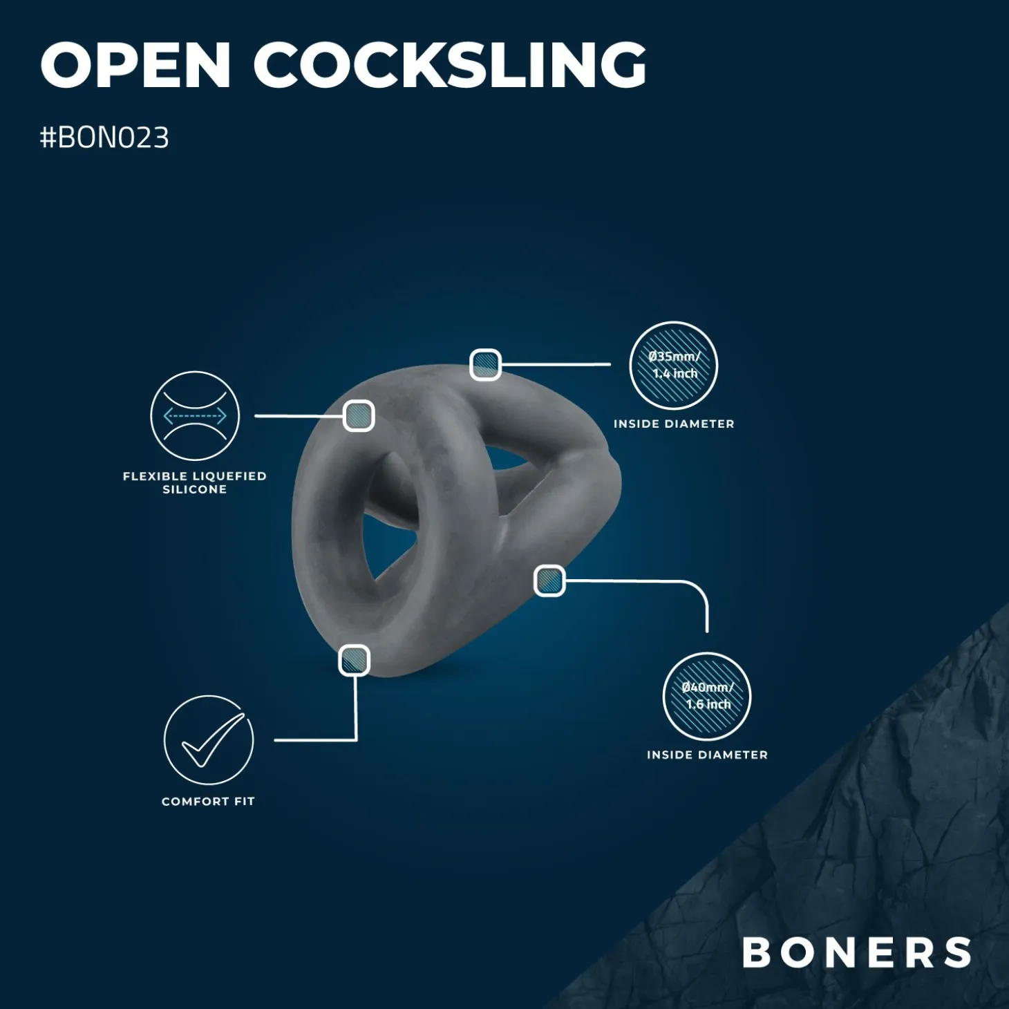 Boners Anneau pénien triple en silicone liquide