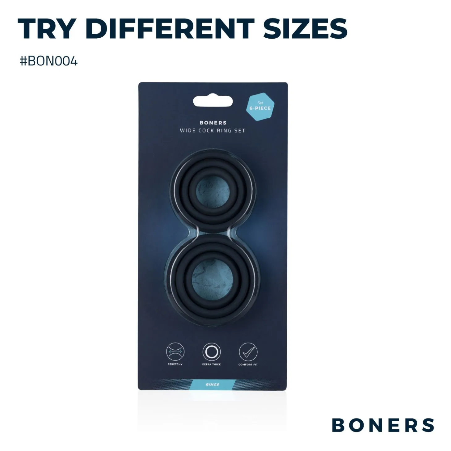 Boners - Lot de 6 anneaux péniens/testiculaires - Silicone