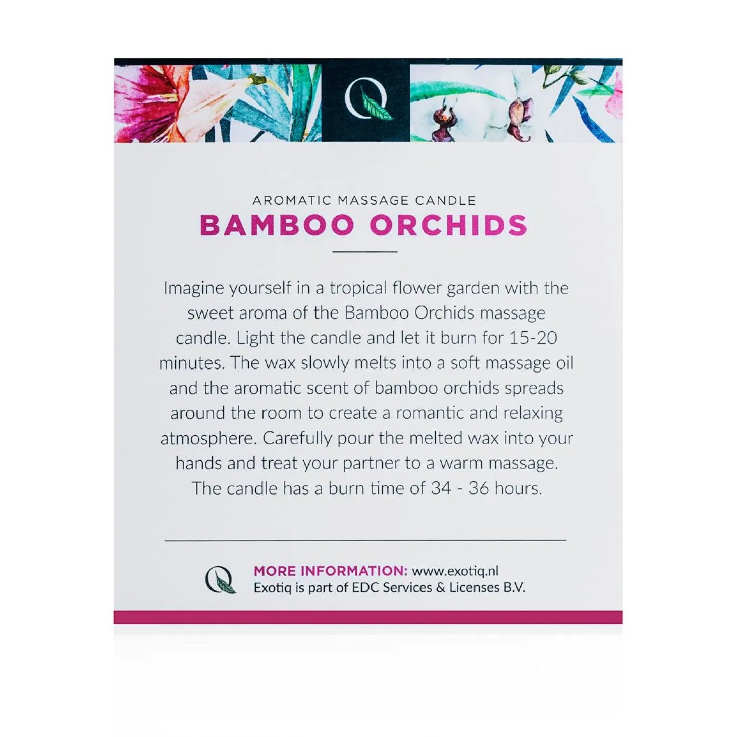 Bougie de massage orchidées en bambou Exotiq - 200 g
