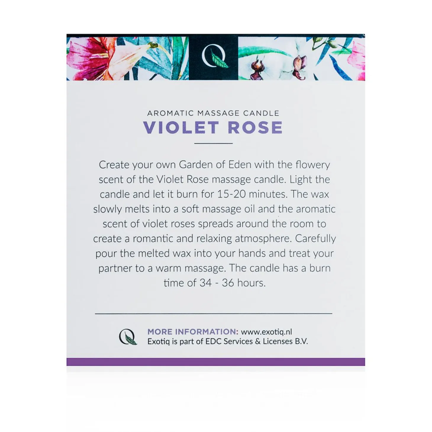 Bougie de massage rose violette Exotiq - 200 g