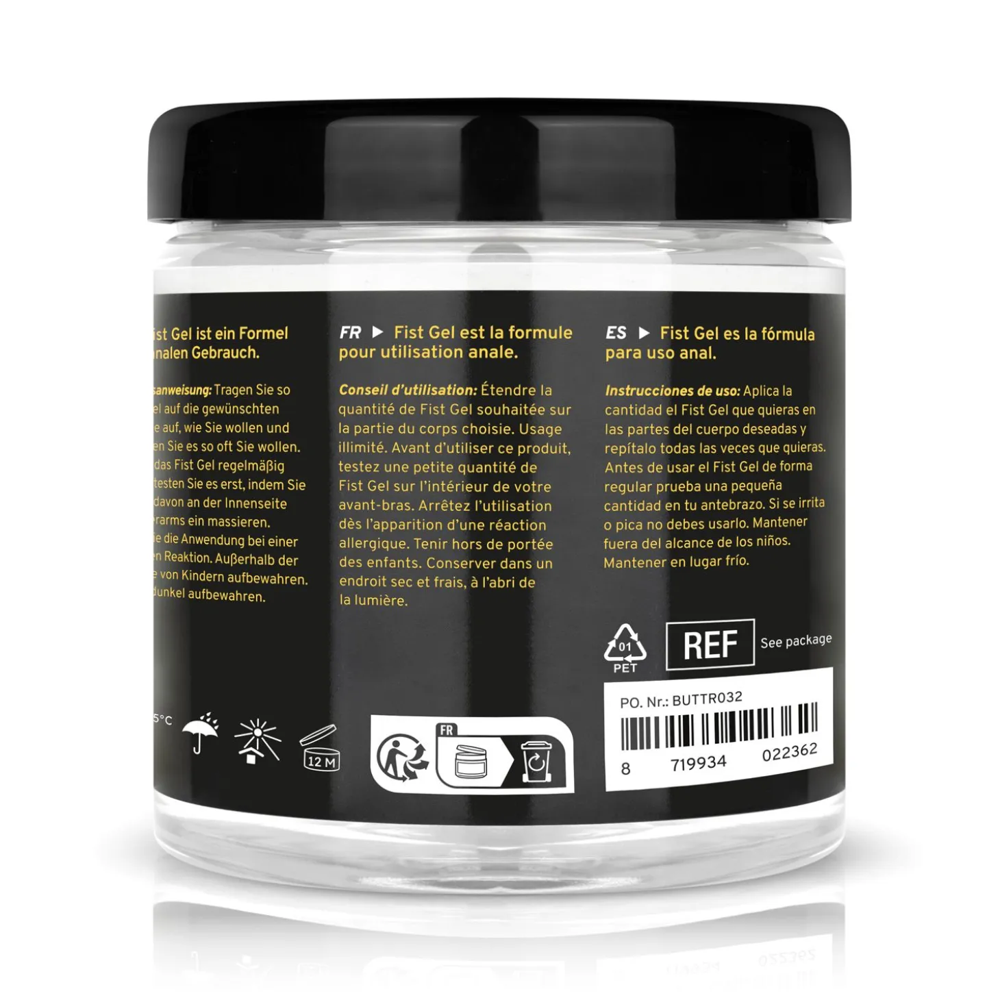 BUTTR - Gel Transparent pour Fisting non-collant - 500 ml