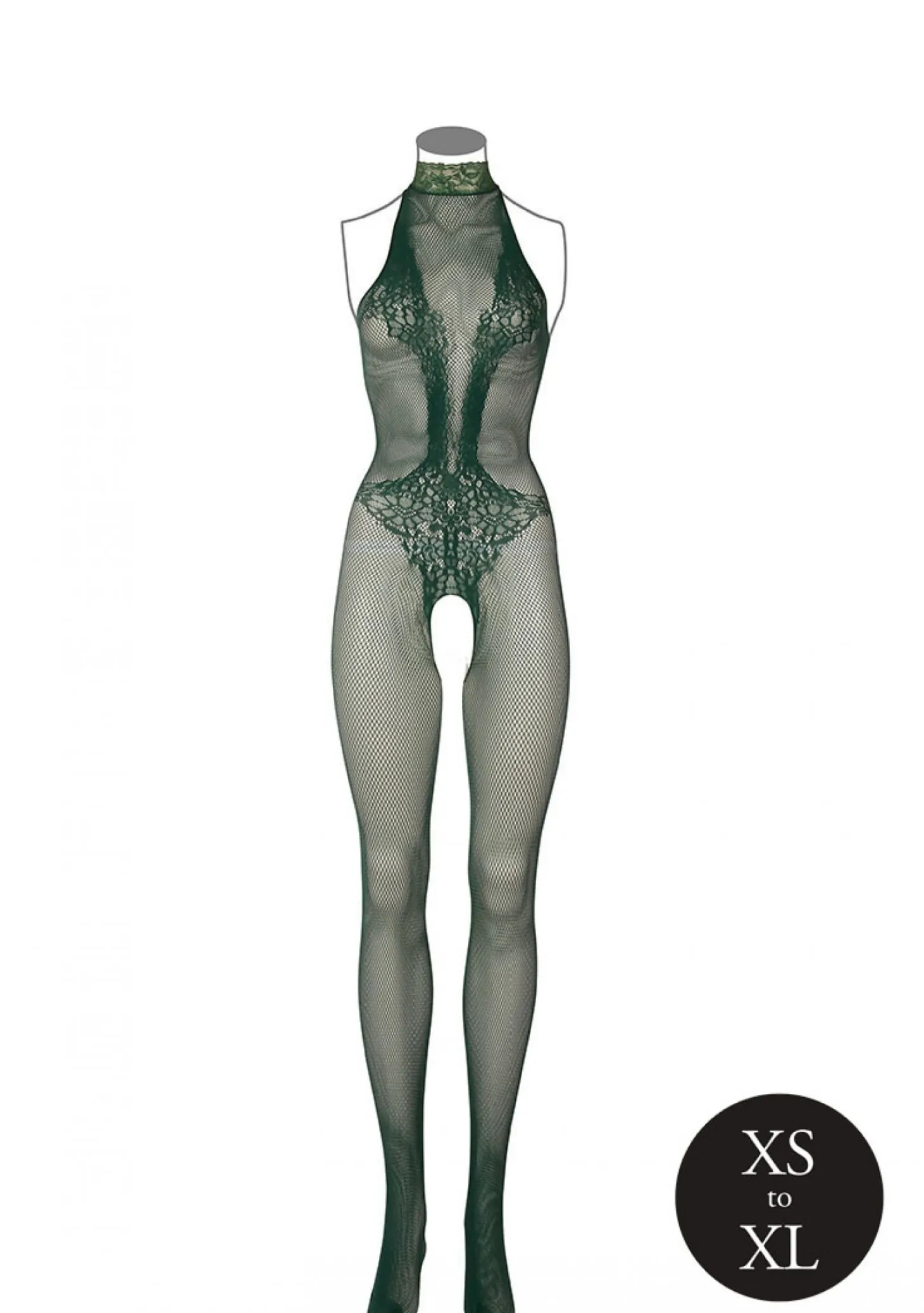 Catsuit en dentelle et résille - Vert