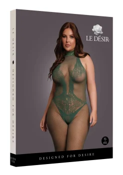 Catsuit en dentelle et résille - Vert