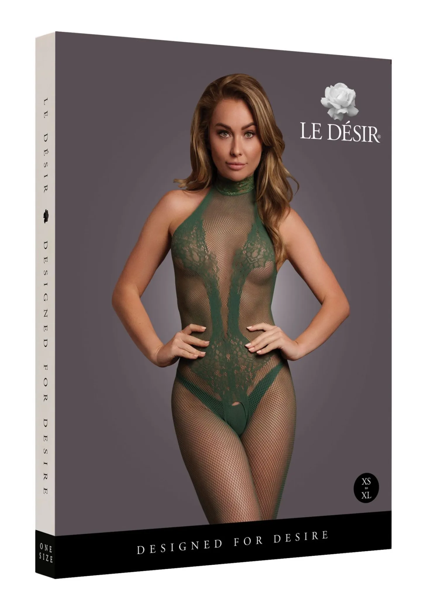 Catsuit en dentelle et résille - Vert