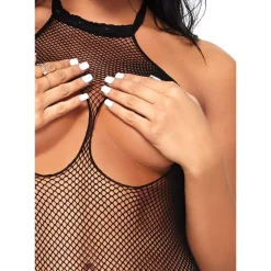 Catsuit Feel Me avec bonnets et entrejambe ouverts - Noir