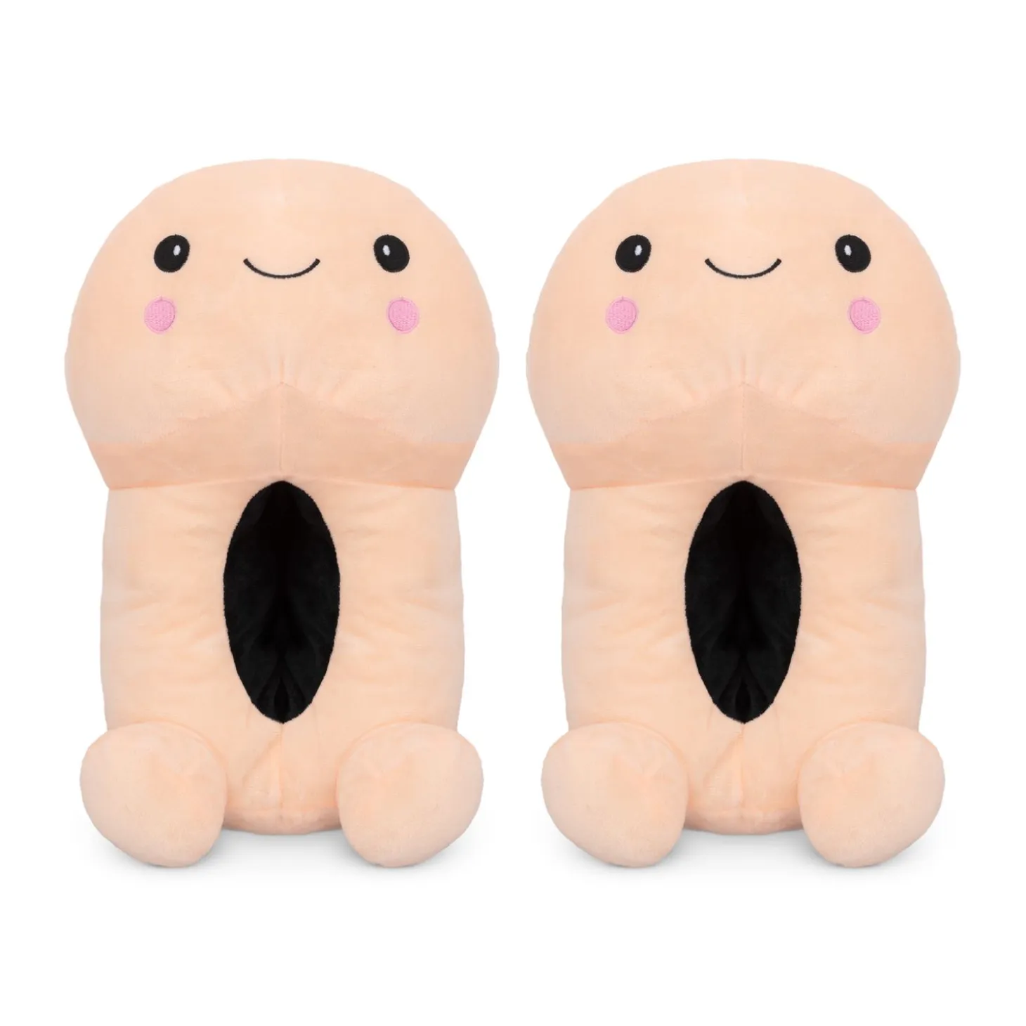 Chaussons en forme de pénis avec un visage souriant - Beige