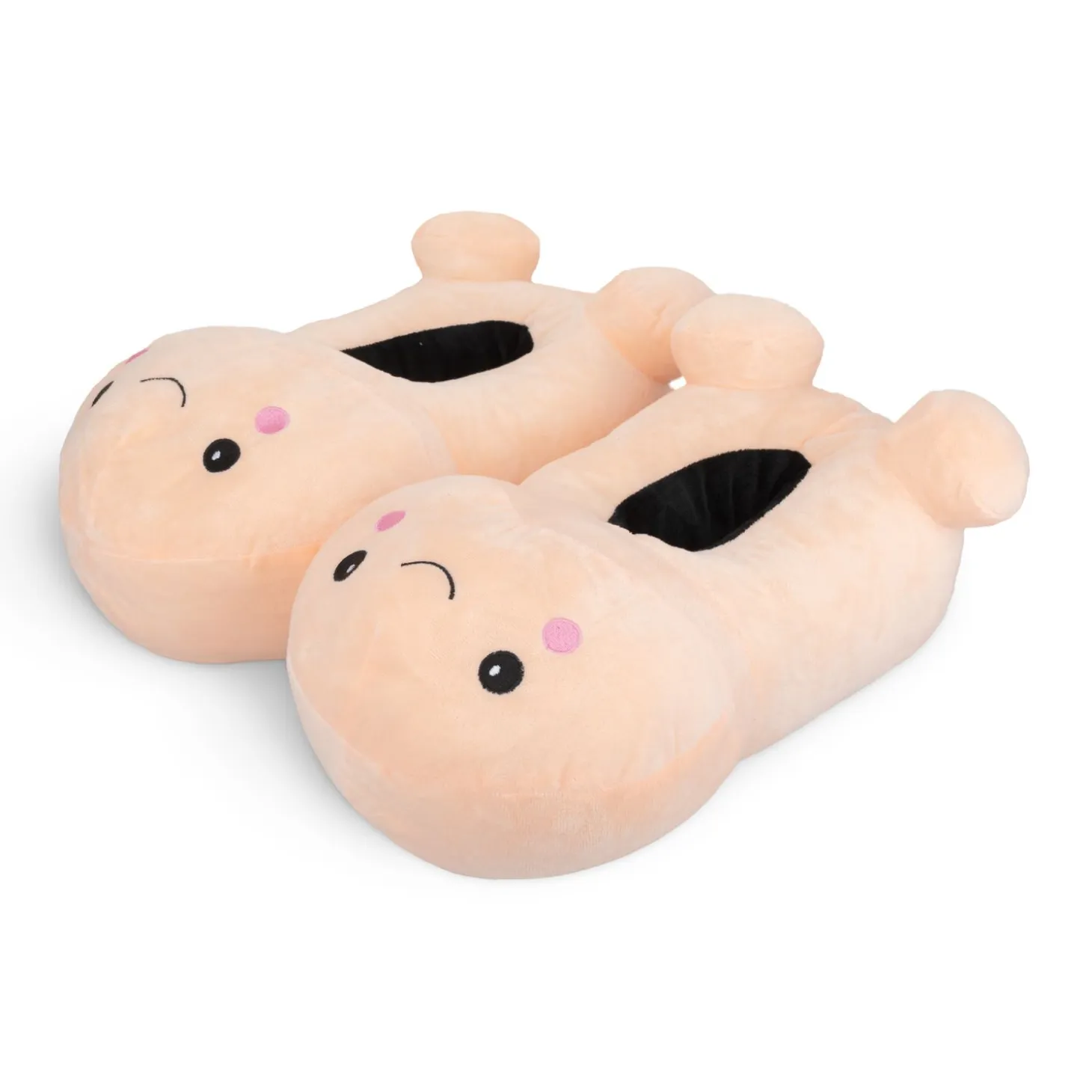 Chaussons en forme de pénis avec un visage souriant - Beige