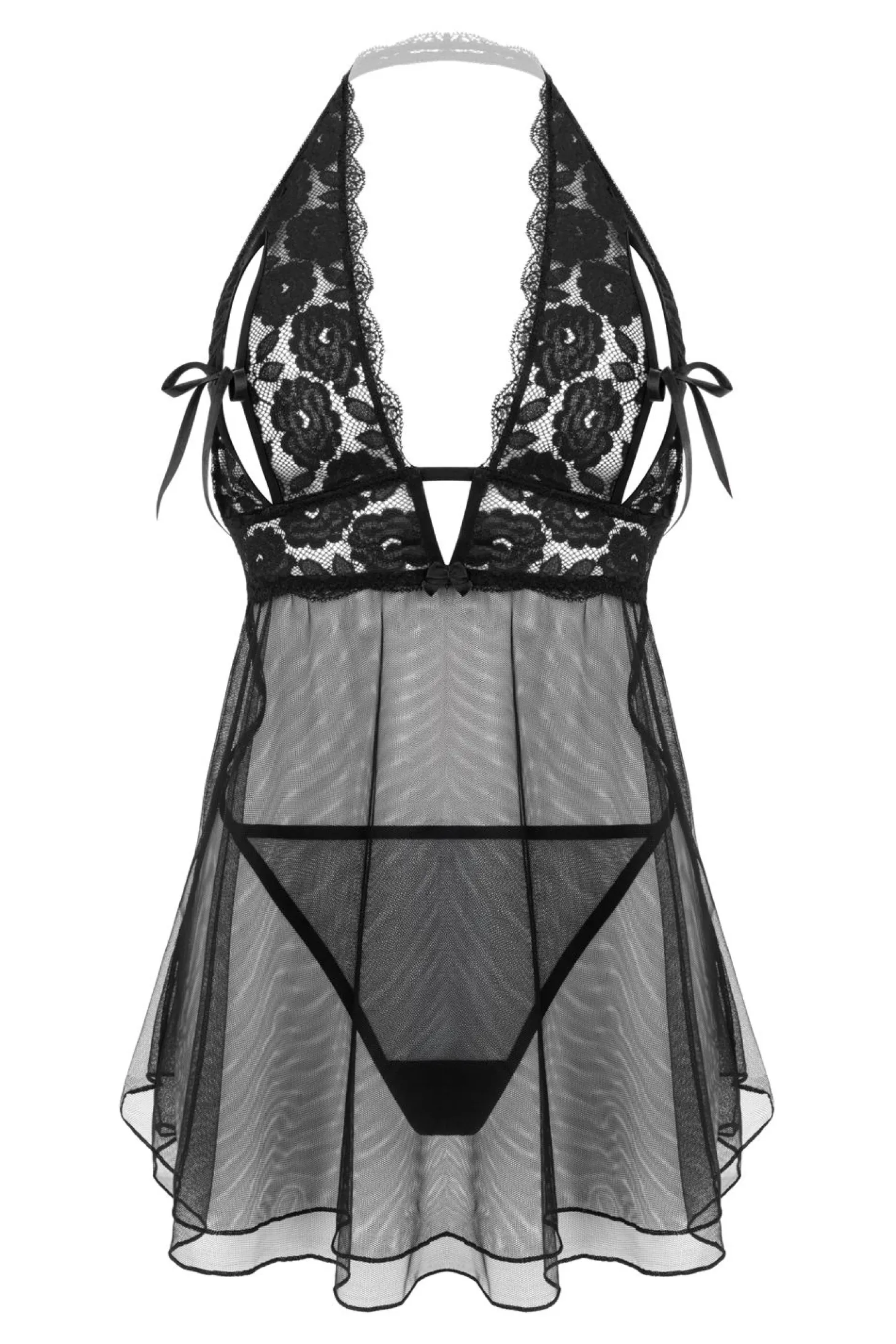 Christine - Babydoll Bonnets Ouverts Nataly - Noir
