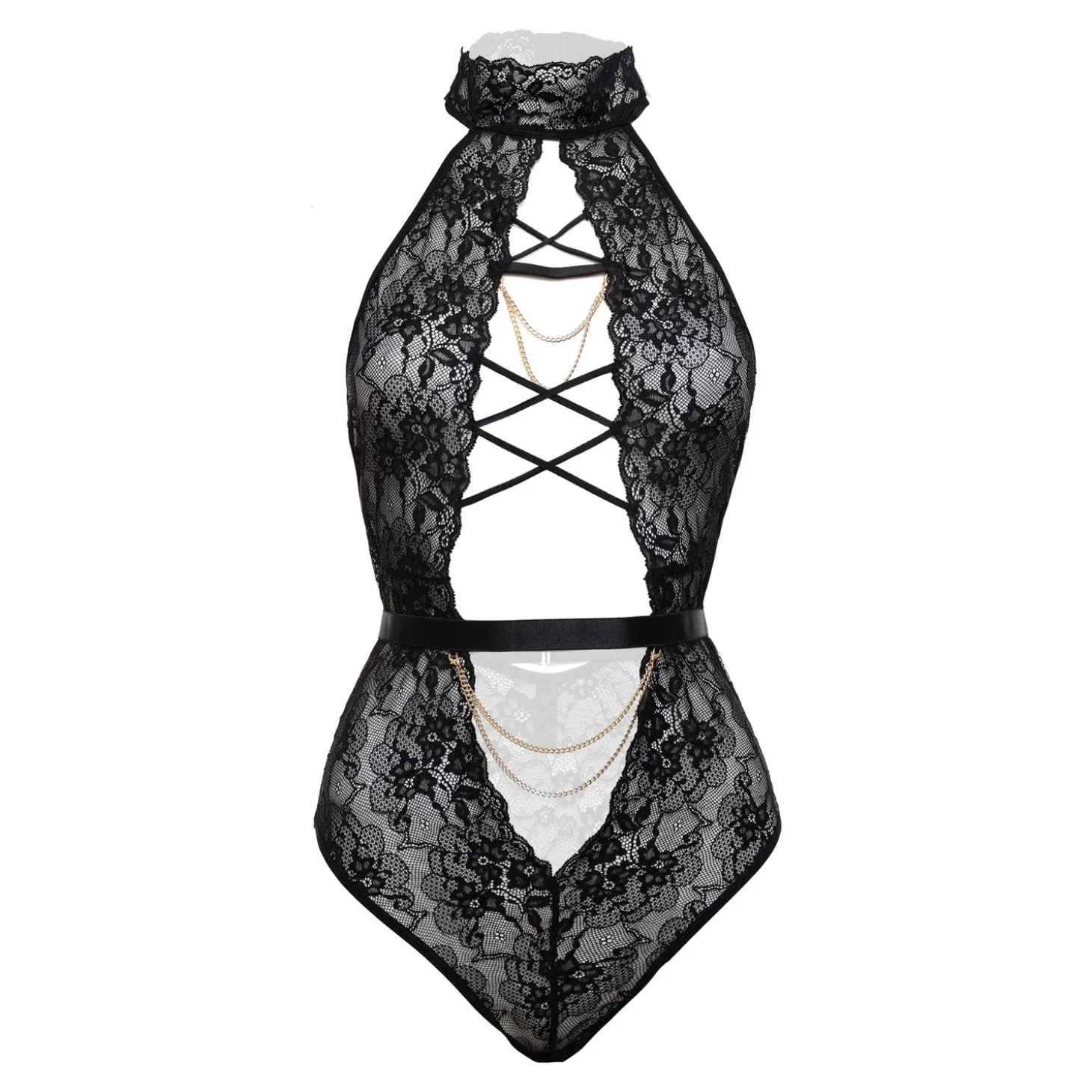 Christine - Body Blace Exclusif à Entrejambe Ouvert - Noir