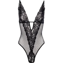 Christine - Body Dewi avec entrejambe ouverte - Noir
