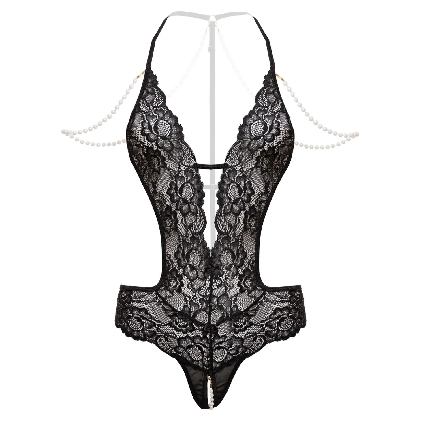 Christine - Body Pointe Ouvert avec Perles Mea - Noir