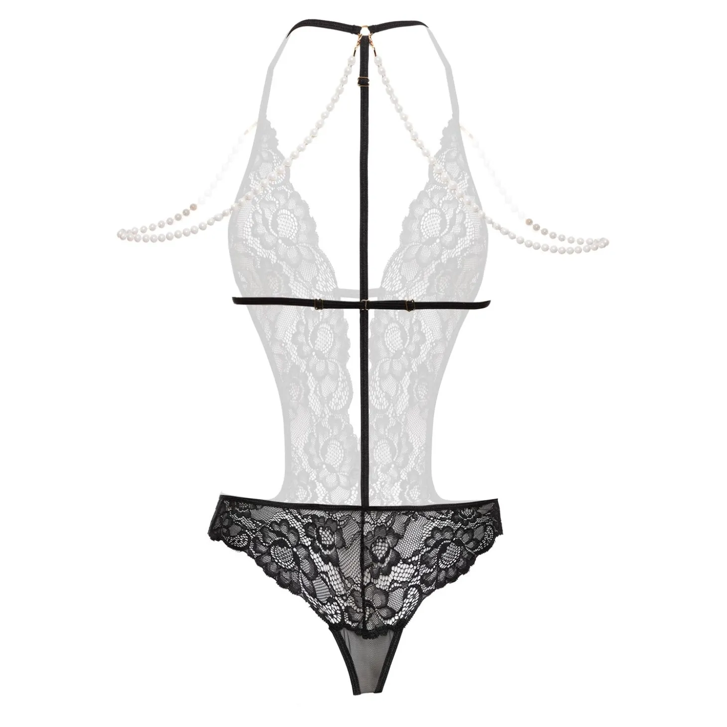 Christine - Body Pointe Ouvert avec Perles Mea - Noir