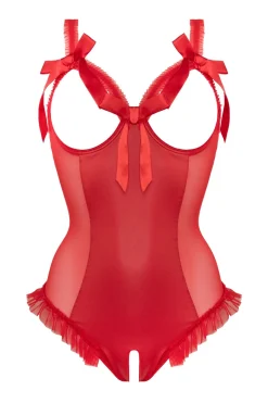 Christine - Body string ouvert à l'entrejambe et aux seins - Rouge