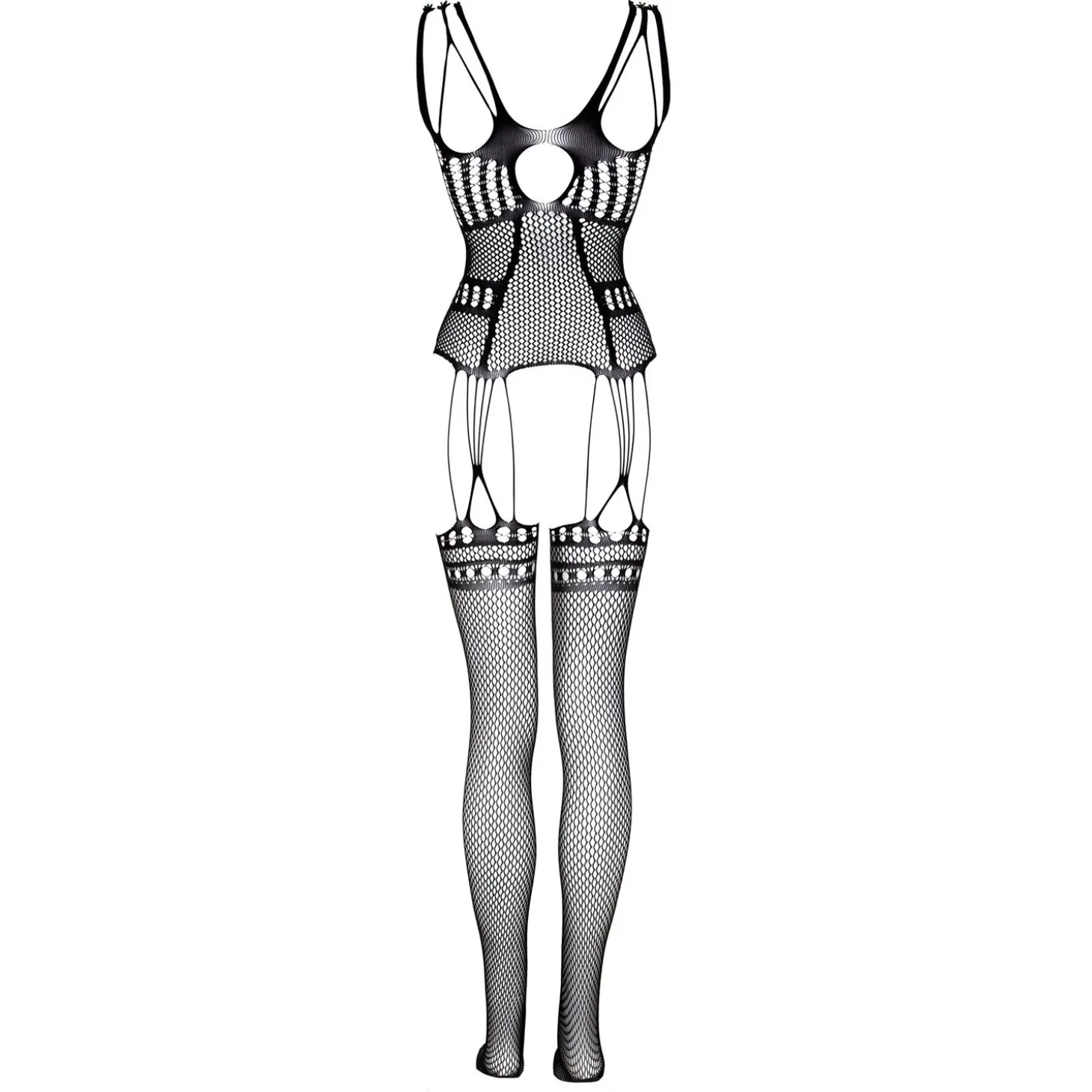 Christine - Catsuit avec design porte-jarretelles - Noir
