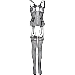Christine - Catsuit avec design porte-jarretelles - Noir