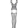 Christine -Catsuit avec design porte-jarretelles noir - Curvy