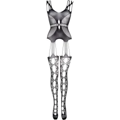 Christine -Catsuit avec design porte-jarretelles noir - Curvy