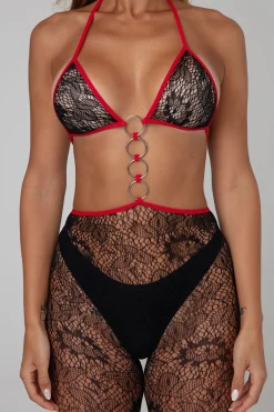 Christine - Catsuit séduisant - Noir/Rouge