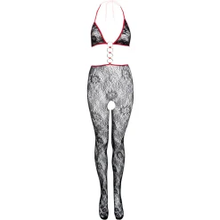 Christine - Catsuit séduisant - Noir/Rouge