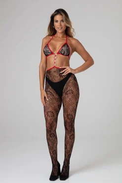 Christine - Catsuit séduisant - Noir/Rouge