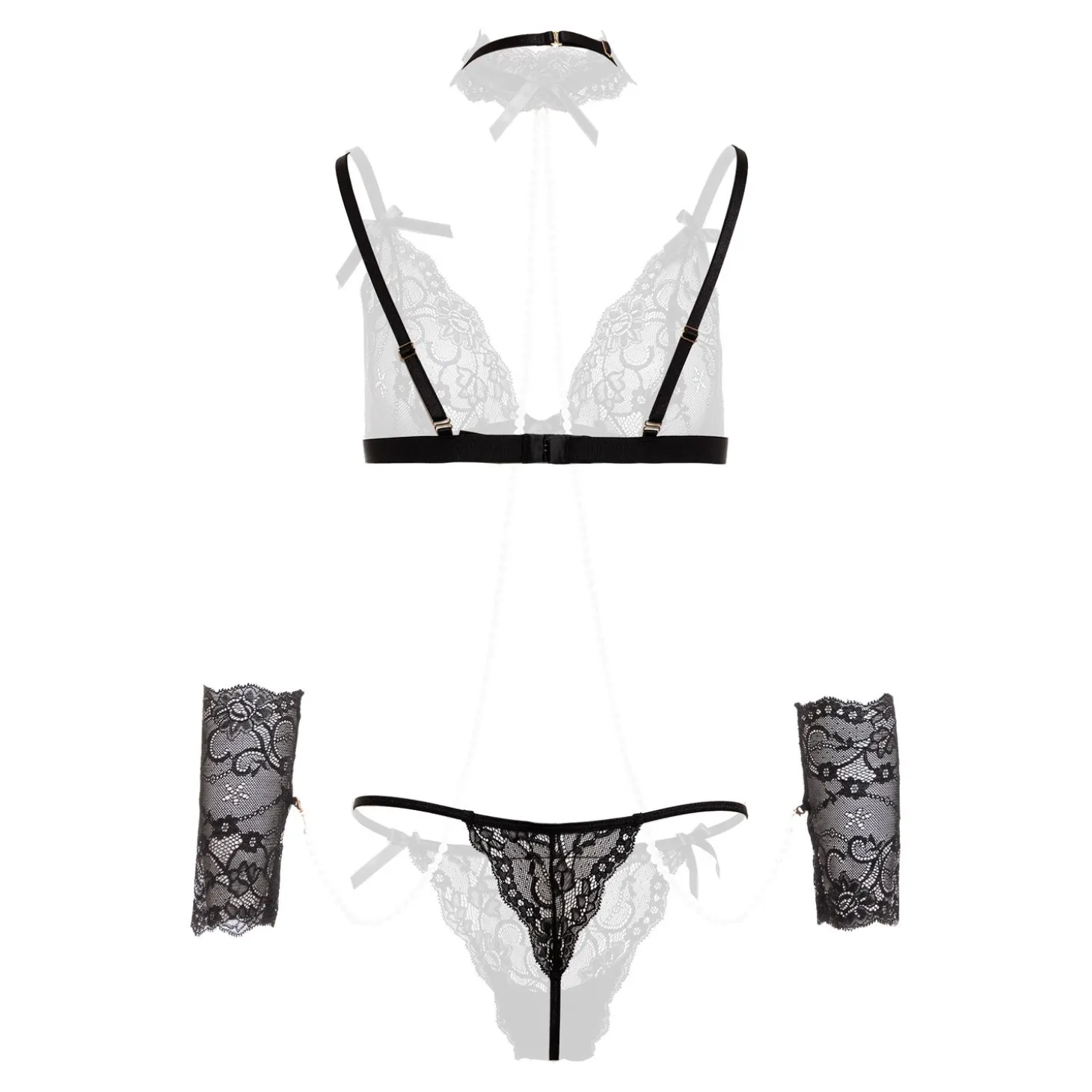 Christine - Ensemble de bondage doux avec perles Mea - Noir