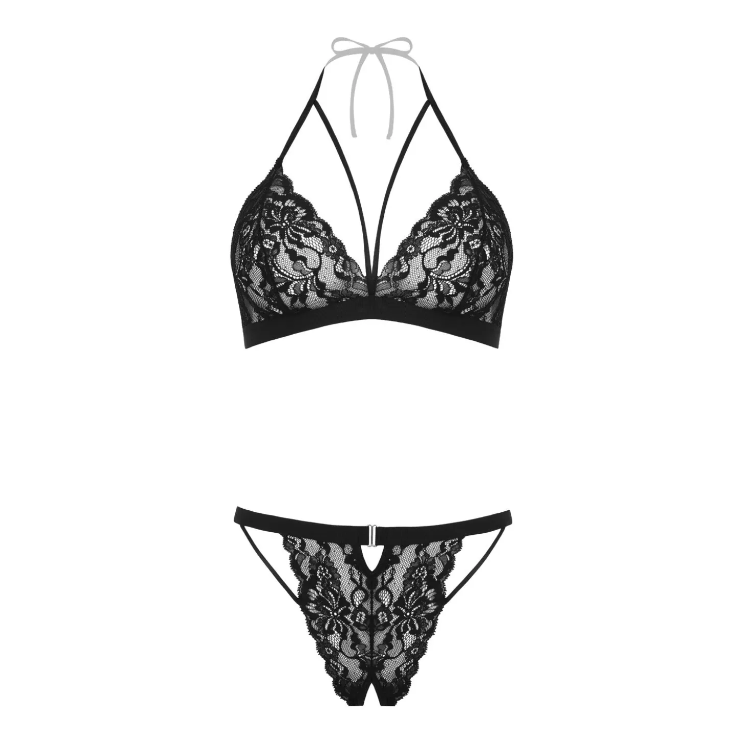 Christine - Ensemble en dentelle ouvert 'Lotte' - noir