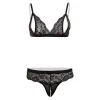 Christine - Ensemble soutien-gorge en perles et dentelle Mea - Noir