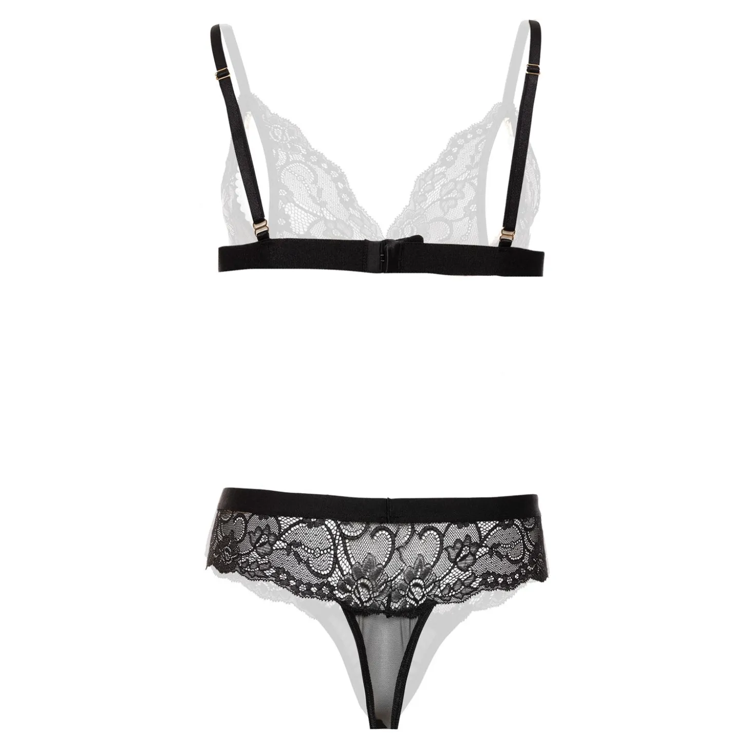 Christine - Ensemble soutien-gorge en perles et dentelle Mea - Noir