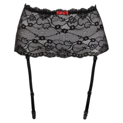 Christine - Porte-jarretelles large en dentelle Marzia - Noir