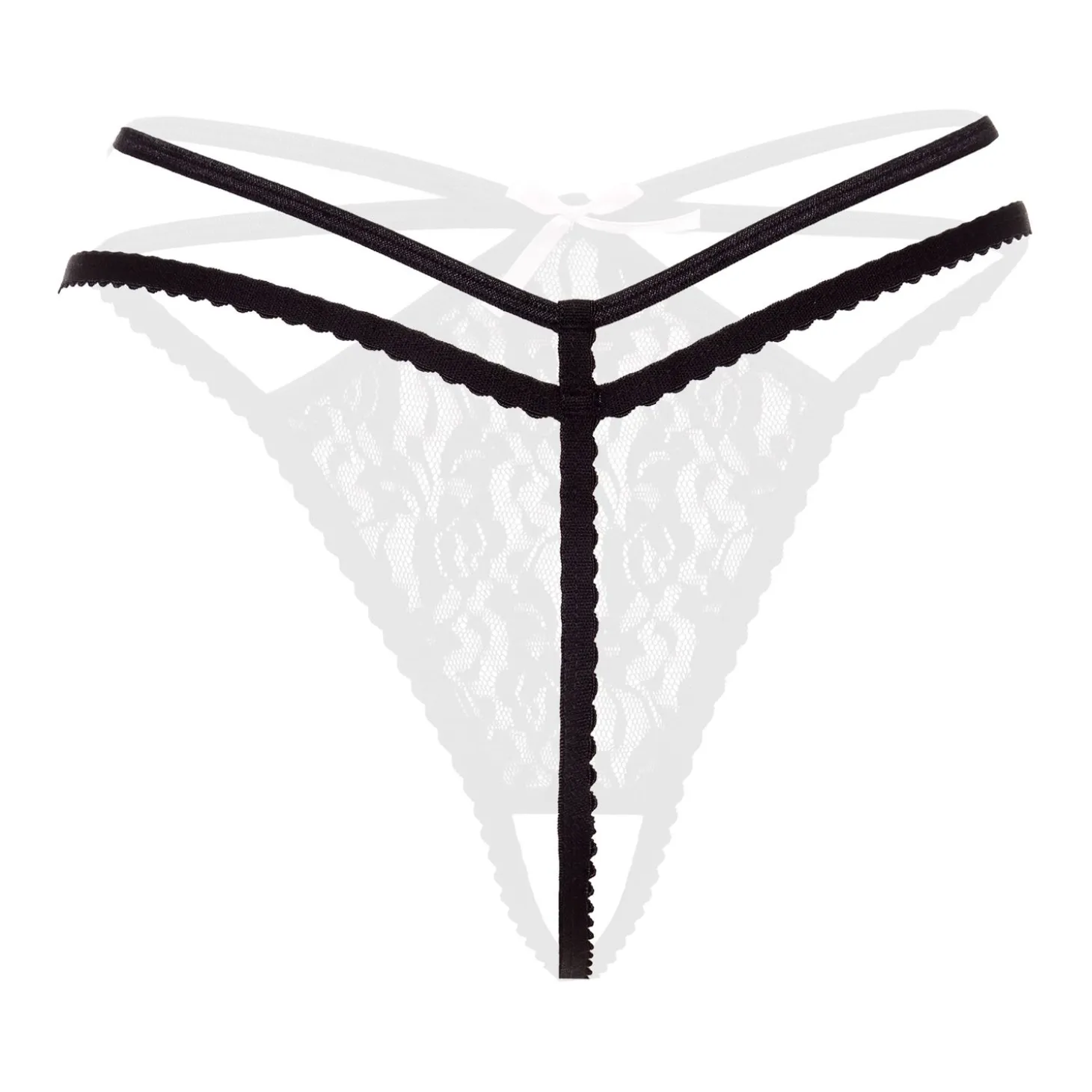 Christine - String en Dentelle à entrejambe ouverte - Noir