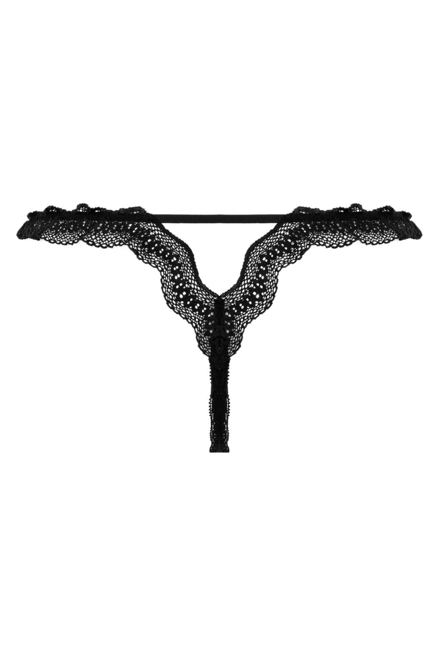 Christine - String en Dentelle Ouvert Lila - Noir