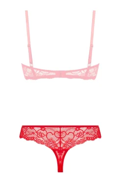 Christine - String en dentelle avec entrejambe ouverte Marzia - Rouge