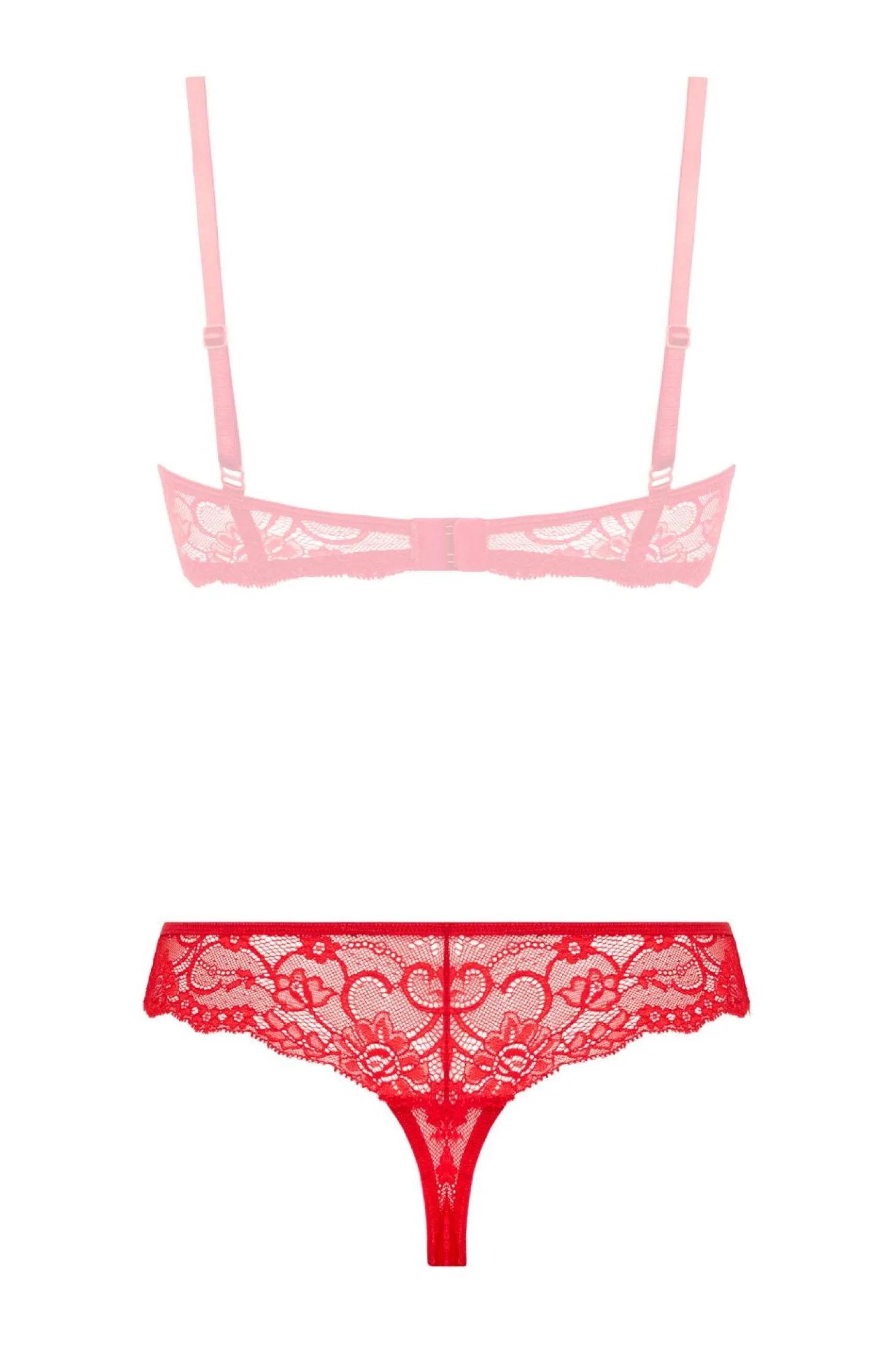 Christine - String en dentelle avec entrejambe ouverte Marzia - Rouge