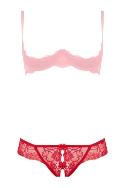 Christine - String en dentelle avec entrejambe ouverte Marzia - Rouge