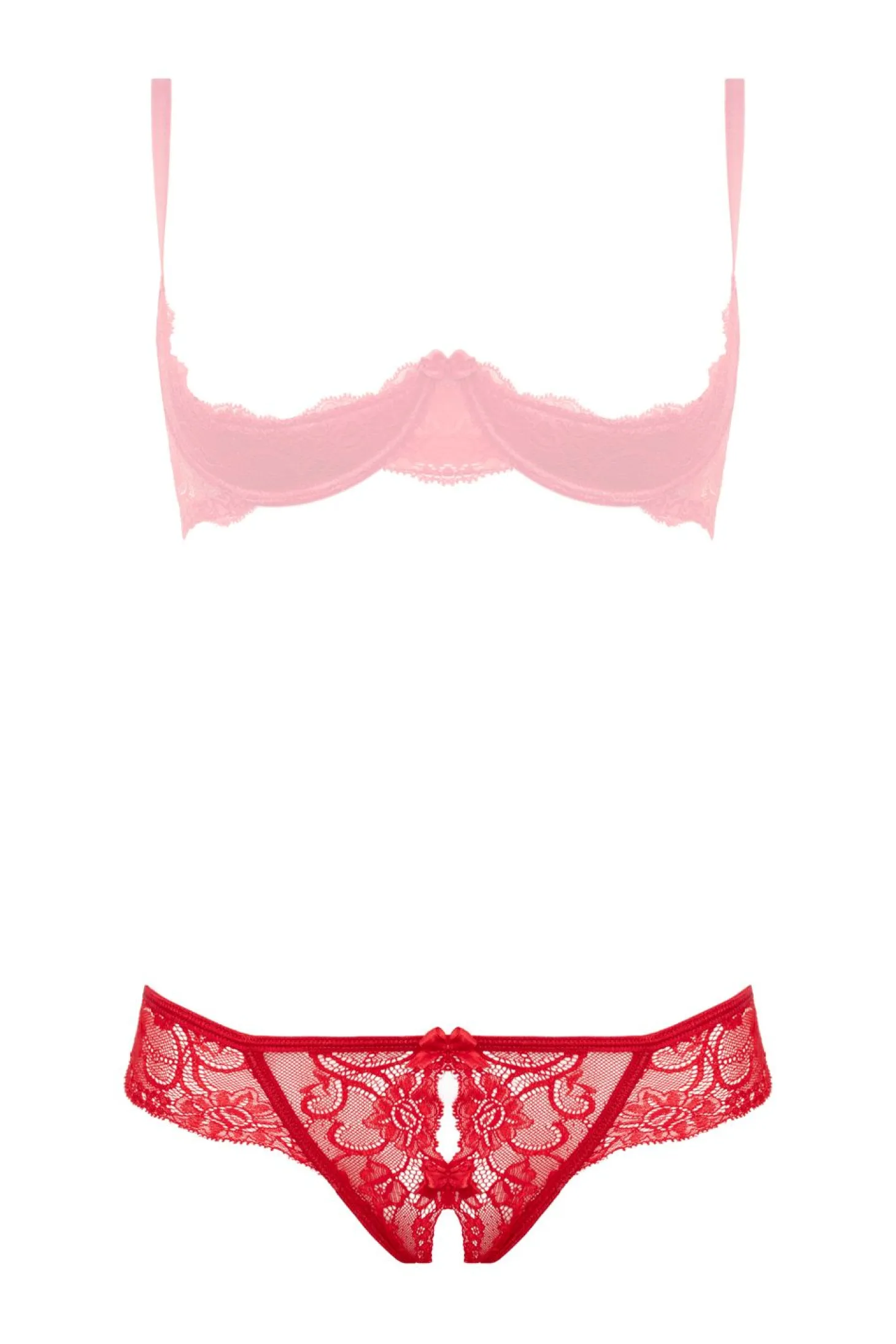 Christine - String en dentelle avec entrejambe ouverte Marzia - Rouge